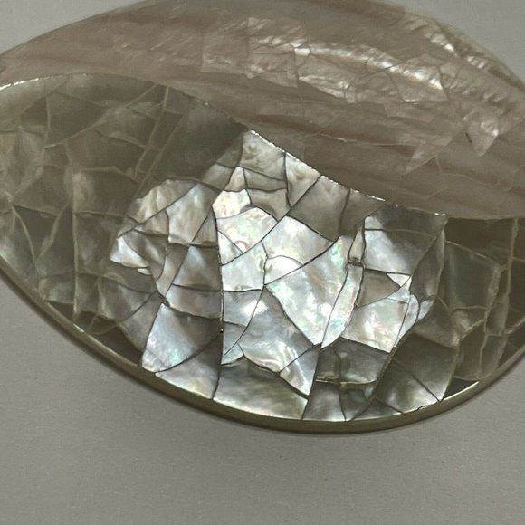 16”  18KGP choker necklace mother of pearl Abalone Yin and yang pendant Pink - Picture 7 of 8